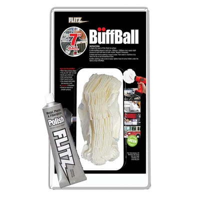 Flitz Buff Ball - Extra Large 7" - White w/1.76oz Tube Flitz Polish [WB 201-50] - Bulluna.com