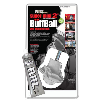 Flitz Buff Ball - Super Mini 2" - White w/1.76oz Tube Flitz Polish [SM 10250-50] - Bulluna.com