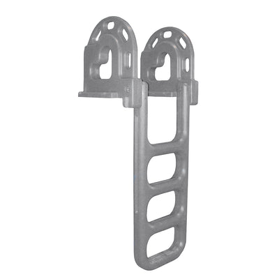 Dock Edge Flip-Up Polyethylene Roto Molded 4-Step Dock Ladder - Grey [2064-F] - Bulluna.com