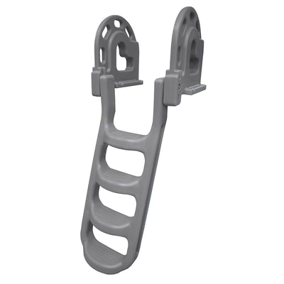Dock Edge Stand-Off Flip-Up Polyethylene Roto Molded 4-Step Dock Ladder - Grey [2084-F] - Bulluna.com