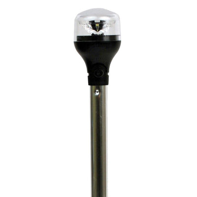 Attwood LightArmor Plug-In All-Around Light - 20" Aluminum Pole - Black Horizontal Composite Base w/Adapter [5550-PA20-7] - Bulluna.com
