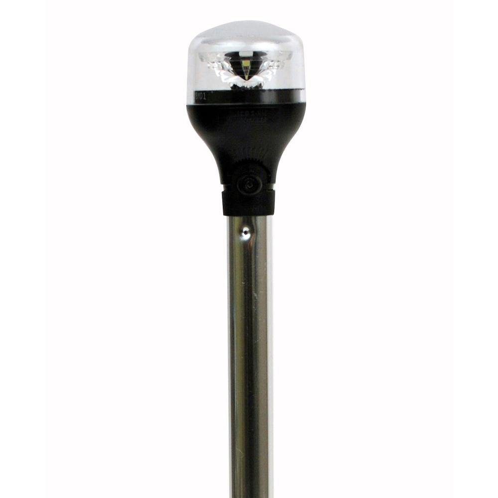 Attwood LightArmor All-Around Light - 20" Aluminum Pole - Black Vertical Composite Base w/Adapter [5551-PA20-7] - Bulluna.com