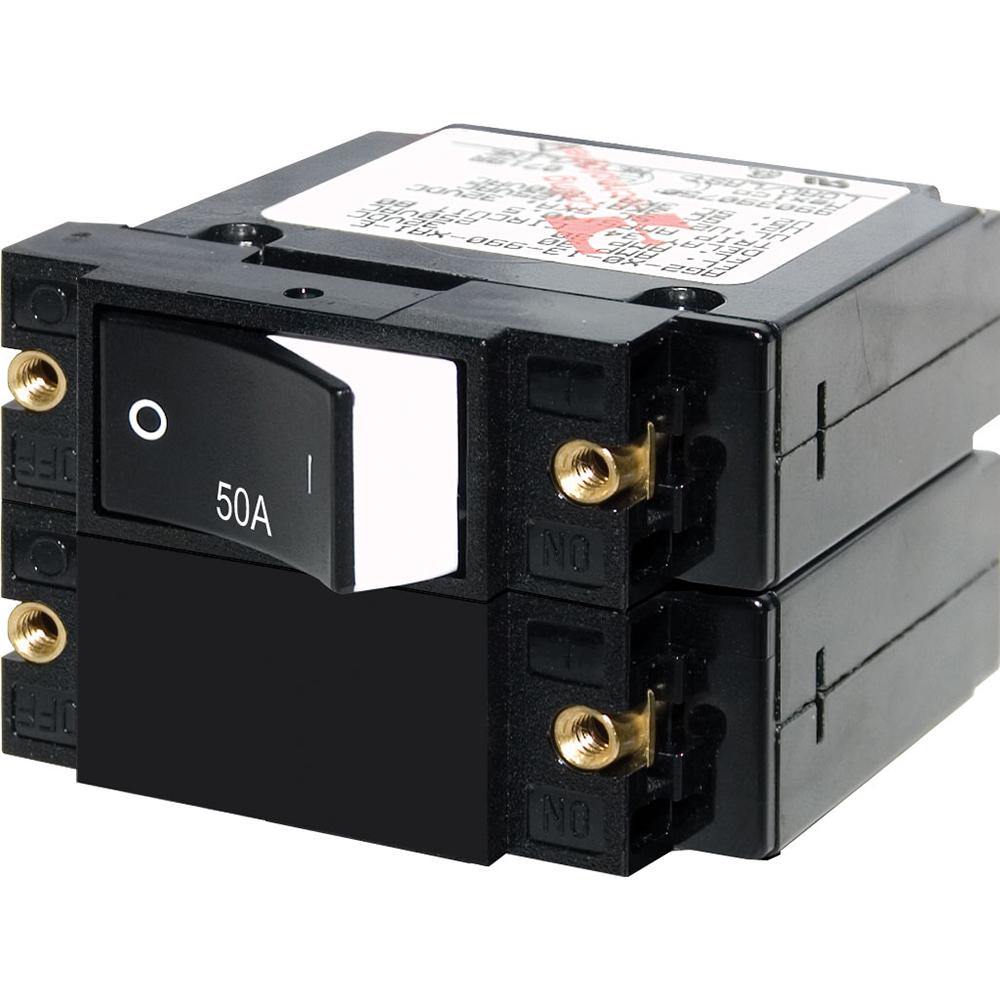Blue Sea 7577 A-Series Raised Rocker Circuit Breaker - Double Pole - 50A [7577] - Bulluna.com