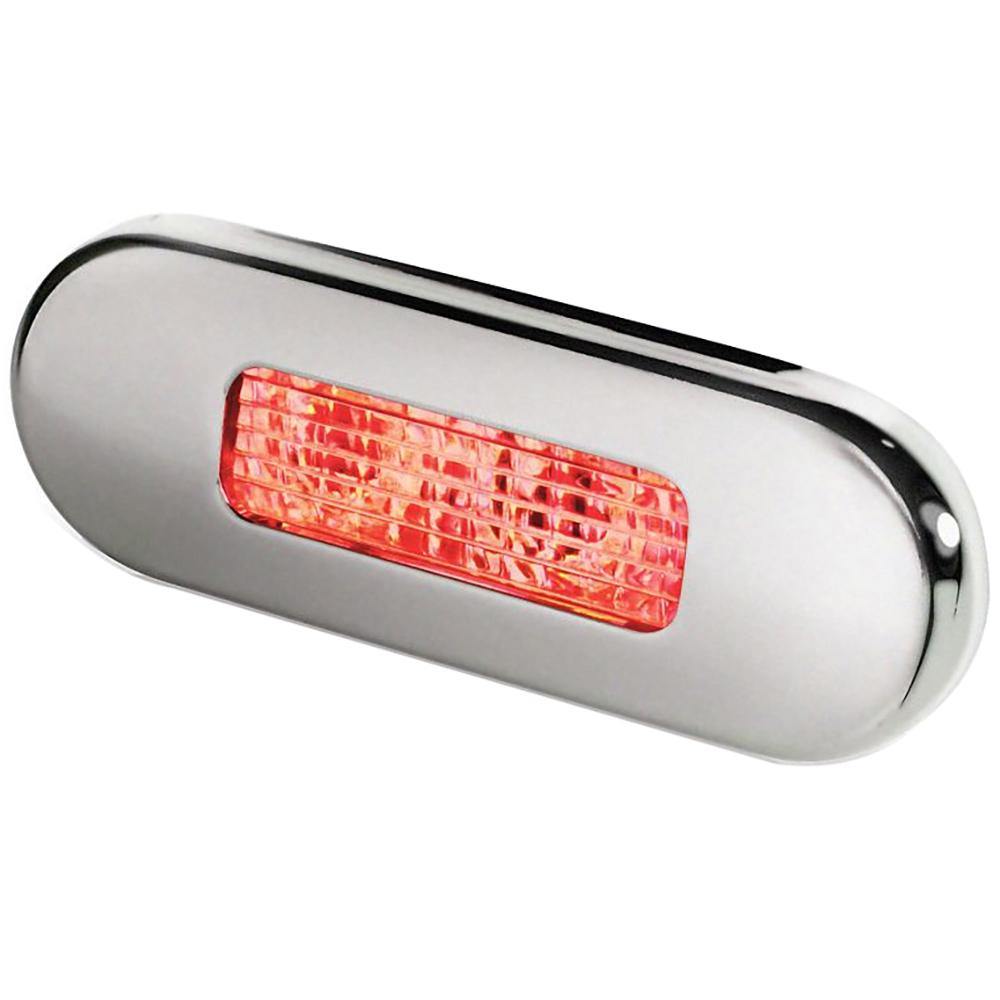 Hella Marine Surface Mount Oblong LED Courtesy Lamp - Red LED - Stainless Steel Bezel [980869501] - Bulluna.com