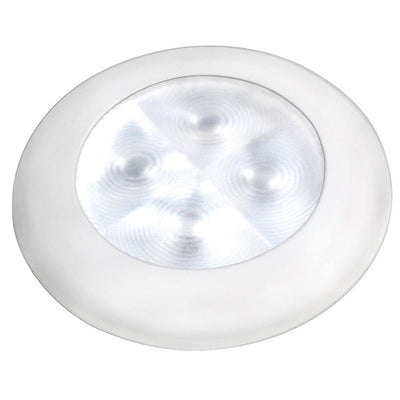 Hella Marine Slim Line LED 'Enhanced Brightness' Round Courtesy Lamp - White LED - White Plastic Bezel - 12V [980500541] - Bulluna.com