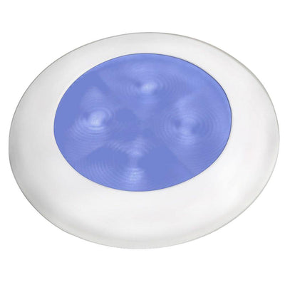 Hella Marine Slim Line LED 'Enhanced Brightness' Round Courtesy Lamp - Blue LED - White Plastic Bezel - 12V [980502241] - Bulluna.com