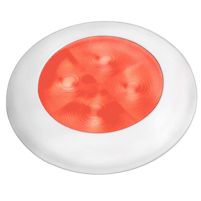 Hella Marine Slim Line LED 'Enhanced Brightness' Round Courtesy Lamp - Red LED - White Plastic Bezel - 12V [980507241] - Bulluna.com