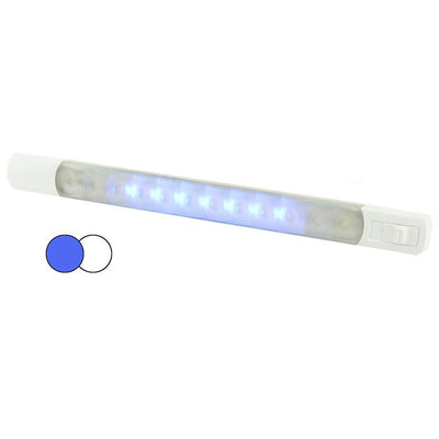 Hella Marine Surface Strip Light w/Switch - White/Blue LEDs - 12V [958121011] - Bulluna.com