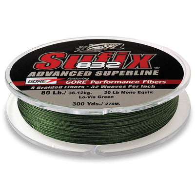 Sufix 832 Advanced Superline Braid - 80 Pounds 300 Yards - Lo-Vis Green - Bulluna.com