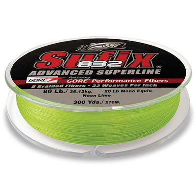 Sufix 832 Advanced Superline Braid - 80 Pounds 300 Yards - Neon Lime - Bulluna.com