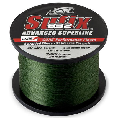 Sufix 832 Advanced Superline Braid - 30 Pounds 1200 Yards - Lo-Vis Green - Bulluna.com