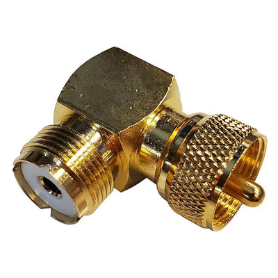 Shakespeare Right Angle Connector - PL-259 to SO-239 Adapter [RA-259-239-G] - Bulluna.com