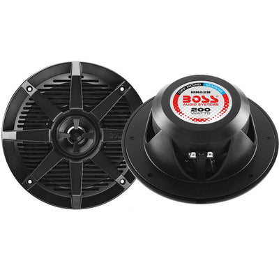 Boss Audio MR62B 6.5" 2-Way 200W Marine Full Range Speaker - Black - Pair [MR62B] - Bulluna.com