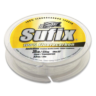 Sufix Invisiline Fluorocarbon Leader - 30 Pounds 33 Yards - Clear - Bulluna.com