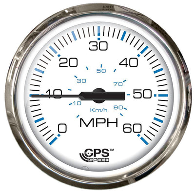 Faria Chesapeake White SS 4" Studded Speedometer - 60MPH (GPS) [33839] - Bulluna.com