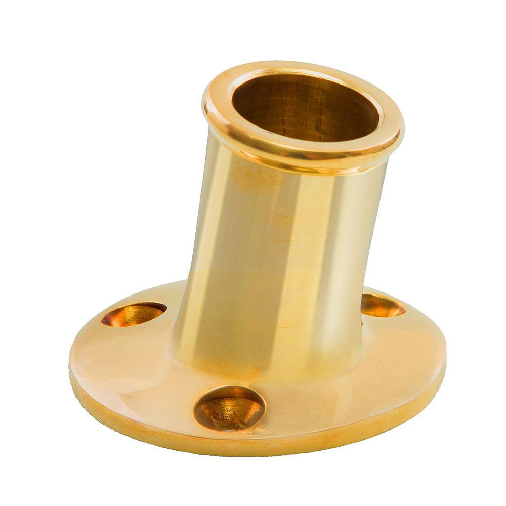 Whitecap Top-Mounted Flag Pole Socket Polished Brass - 3/4" ID [S-5001B] - Bulluna.com