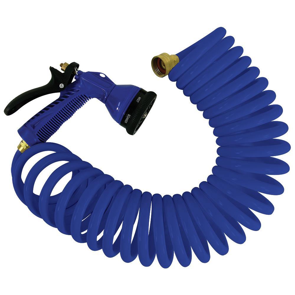 Whitecap 15 Blue Coiled Hose w/Adjustable Nozzle [P-0440B] - Bulluna.com