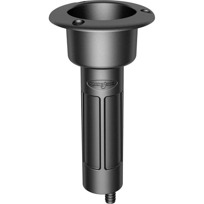Mate Series Plastic 0 Rod  Cup Holder - Drain - Round Top - Black [P1000DB] - Bulluna.com