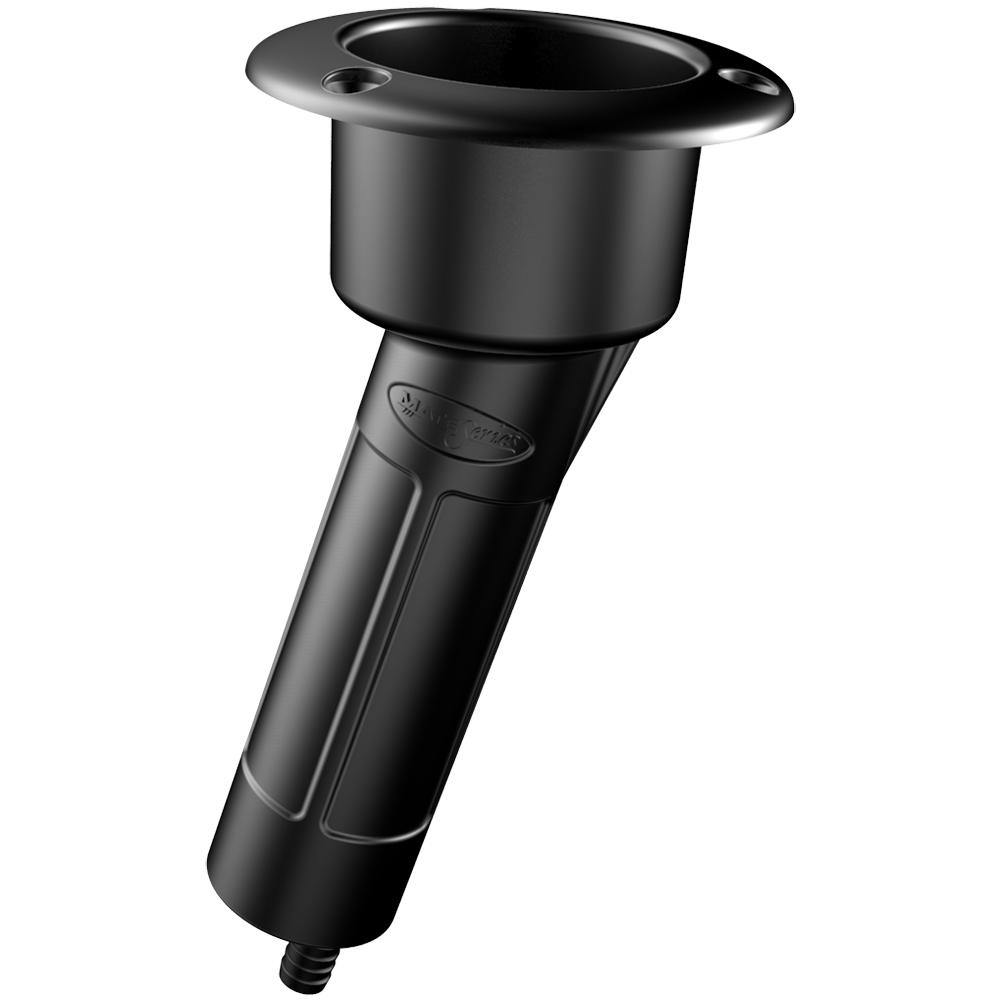 Mate Series Plastic 15 Rod  Cup Holder - Drain - Round Top - Black [P1015DB] - Bulluna.com