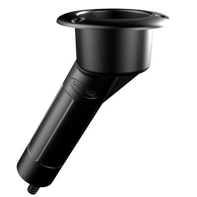 Mate Series Plastic 30 Rod  Cup Holder - Drain - Round Top - Black [P1030DB] - Bulluna.com