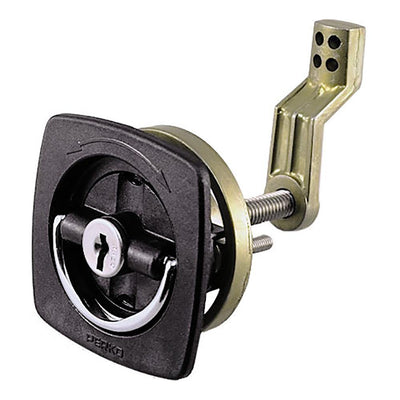 Perko Black Flush Lock - 2.5" x 2.5" w/Offset Cam Bar  Flexible Polymer Strike [0931DP1BLK] - Bulluna.com