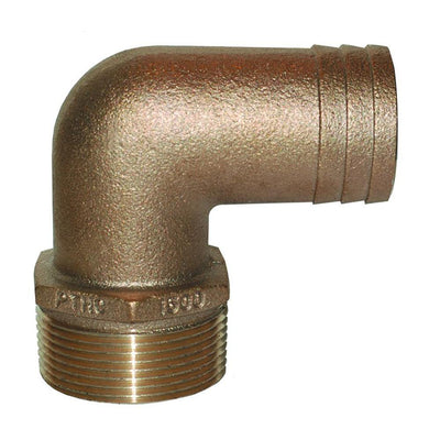 GROCO 1" NPT x 1" ID Bronze 90 Degree Pipe to Hose Fitting Standard Flow Elbow [PTHC-1000] - Bulluna.com