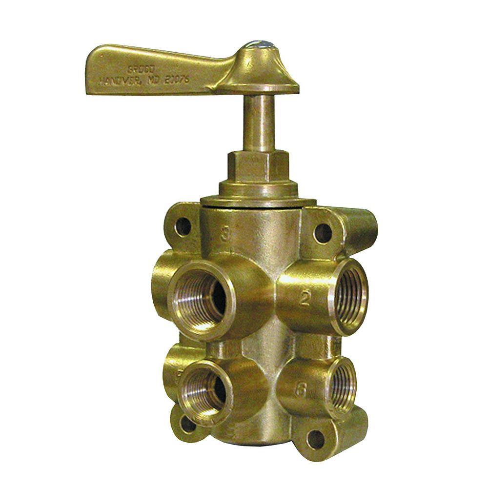 GROCO 6-Port NPT Bronze Fuel Valve 1/2" Main - 3/8" Return [FV-65038] - Bulluna.com