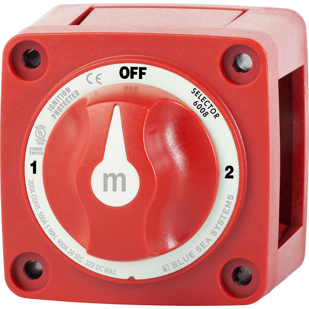 Blue Sea 6008 M-Series Battery Switch 3 Position - Red [6008] - Bulluna.com