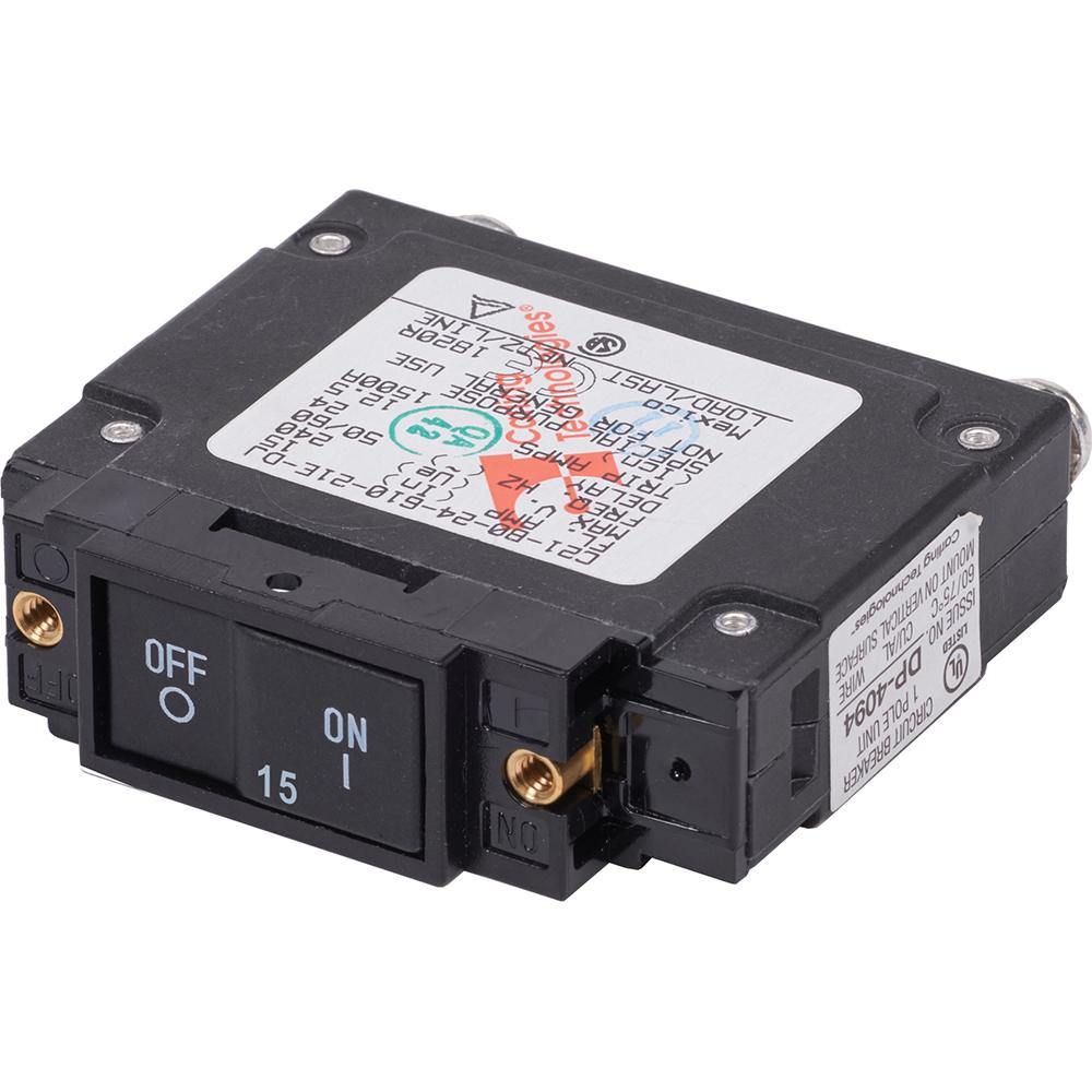 Blue Sea 7456 UL-489 Circuit Breaker - 15A Flat Rocker [7456] - Bulluna.com