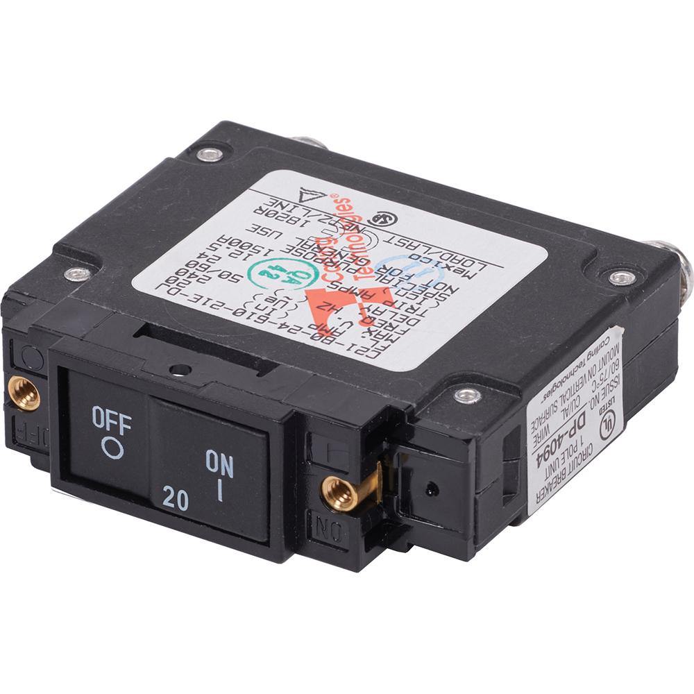 Blue Sea 7457 UL-489 Circuit Breaker - 20A Flat Rocker [7457] - Bulluna.com