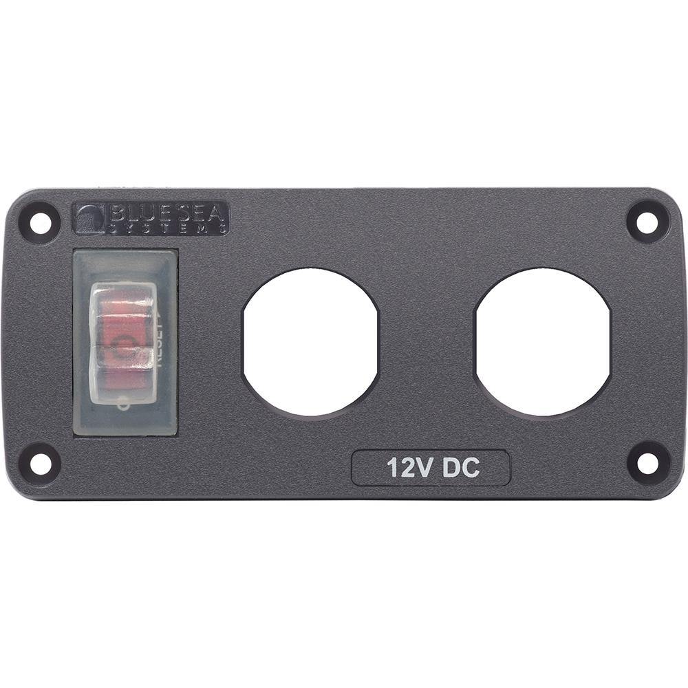 Blue Sea 4364 Water Resistant USB Accessory Panel - 15A Circuit Breaker, 2x Blank Apertures [4364] - Bulluna.com