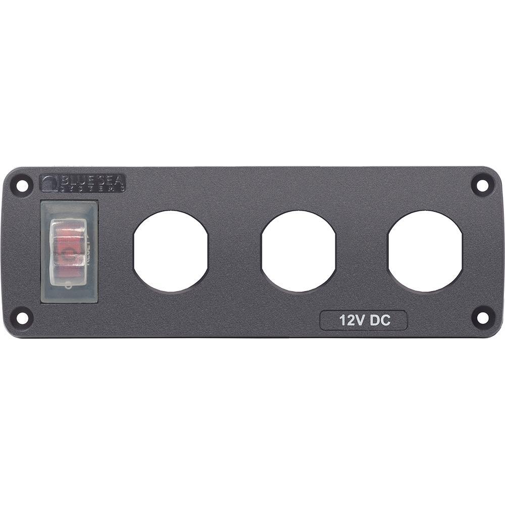 Blue Sea 4367 Water Resistant USB Accessory Panel - 15A Circuit Breaker, 3x Blank Apertures [4367] - Bulluna.com