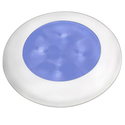 Hella Marine Blue LED Round Courtesy Lamp - White Bezel - 24V [980503241] - Bulluna.com
