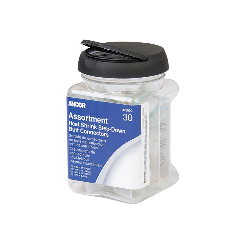 Ancor Heat Shrink Multi-Wire Step Down Butt Connectors 24-8 Assorted 30-Piece Jar [320000] - Bulluna.com