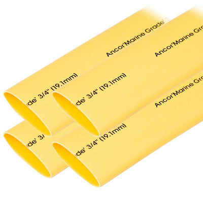 Ancor Heat Shrink Tubing 3/4" x 6" - Yellow - 4 Pieces [306906] - Bulluna.com