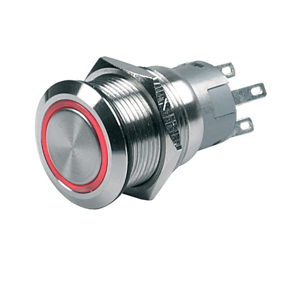 BEP Push-Button Switch 12V Momentary On/Off - Red LED [80-511-0002-00] - Bulluna.com