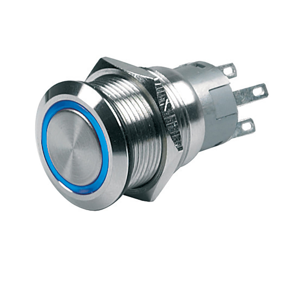 BEP Push-Button Switch 12V Momentary On/Off - Blue LED [80-511-0004-00] - Bulluna.com