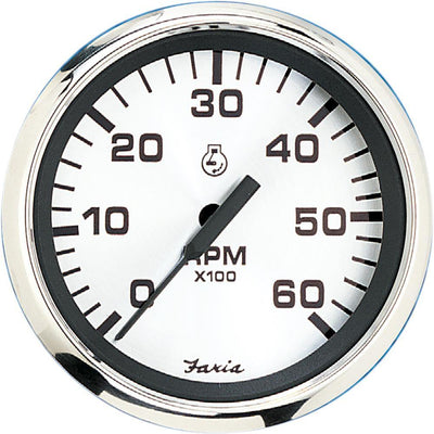 Faria Spun Silver 4" Tachometer (6000 RPM) (Gas Inboard  I/O) [36004] - Bulluna.com