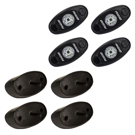 RIGID Industries A-Series Rock Light Kit - 4 Cool White Lights - Black [400203] - Bulluna.com