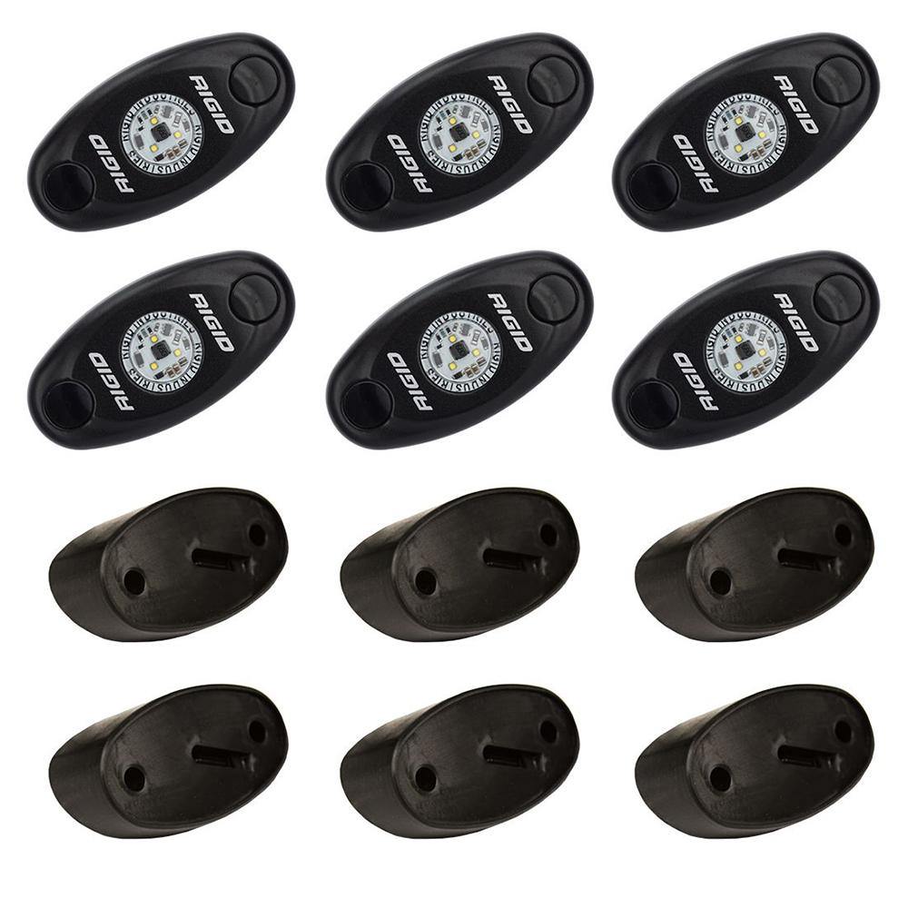 RIGID Industries A-Series Rock Light Kit - 6 Cool White Lights - Black [400253] - Bulluna.com