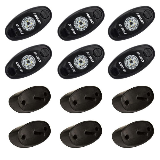 RIGID Industries A-Series Rock Light Kit - 6 Cool White Lights - Black [400253] - Bulluna.com