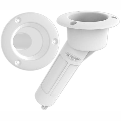 Mate Series Plastic 30 Rod  Cup Holder - Drain - Round Top - White [P1030DW] - Bulluna.com