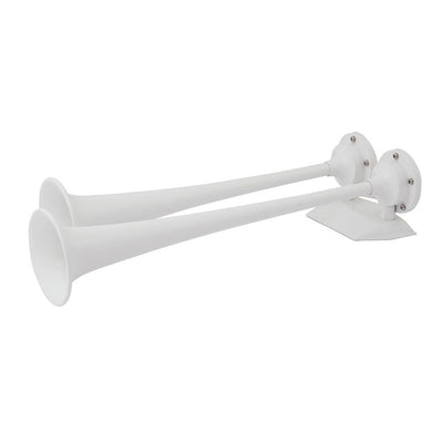 Marinco 12V White Epoxy Coated Dual Trumpet Air Horn [10122] - Bulluna.com