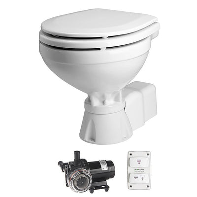 Johnson Pump AquaT Toilet Silent Electric Compact - 12V w/Pump [80-47231-01] - Bulluna.com