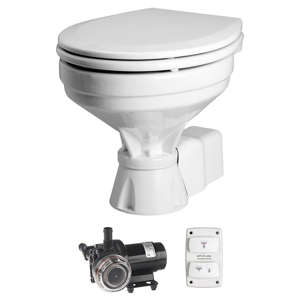 Johnson Pump Aqua T Toilet Silent Electric Comfort - 12V w/Pump [80-47232-01] - Bulluna.com
