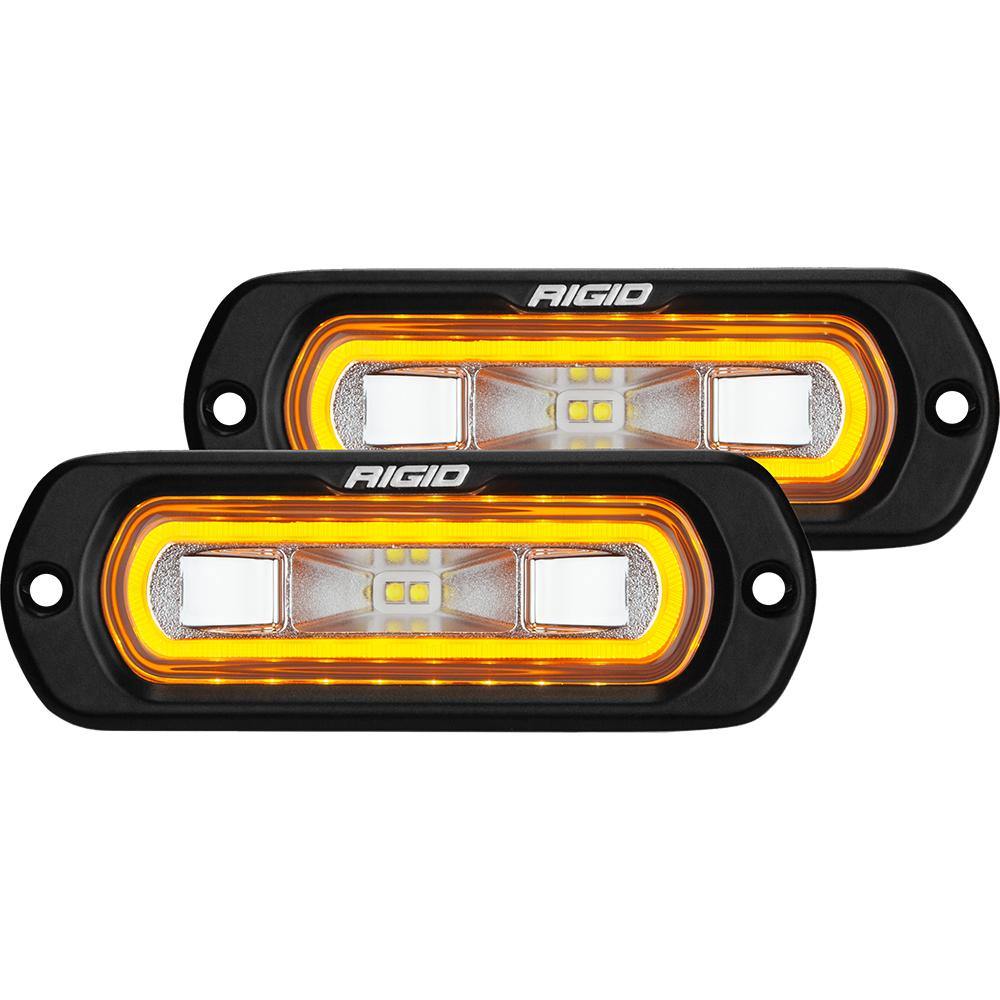 RIGID Industries SR-L Series Flush Mount Spreader Light - Black Housing - Amber Halo [53223] - Bulluna.com