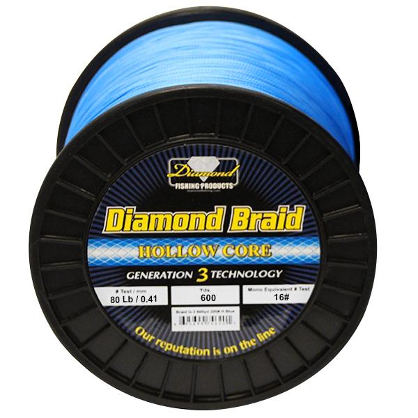 Momoi Diamond Gen 3 Braided Line - 80 Pounds 600 Yards - Hollow Core - Blue - Bulluna.com