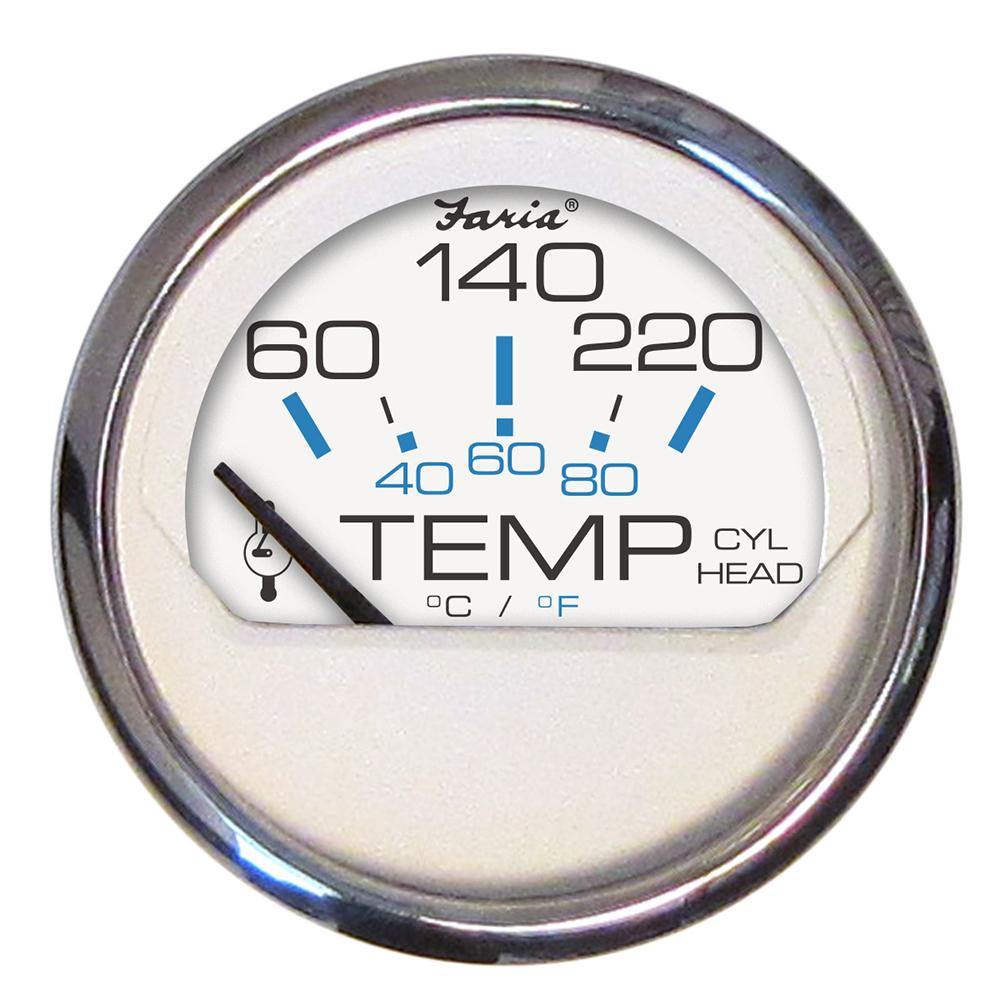 Faria Chesapeake White SS 2" Cylinder Head Temperature Gauge (60-220F) [13806] - Bulluna.com