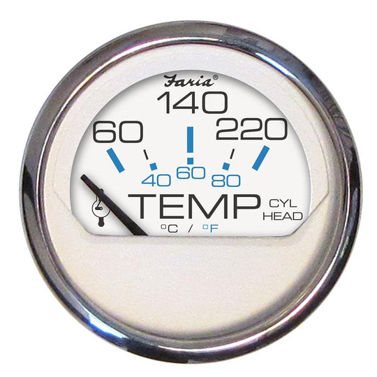 Faria Chesapeake White SS 2" Cylinder Head Temperature Gauge (60-220F) [13806] - Bulluna.com