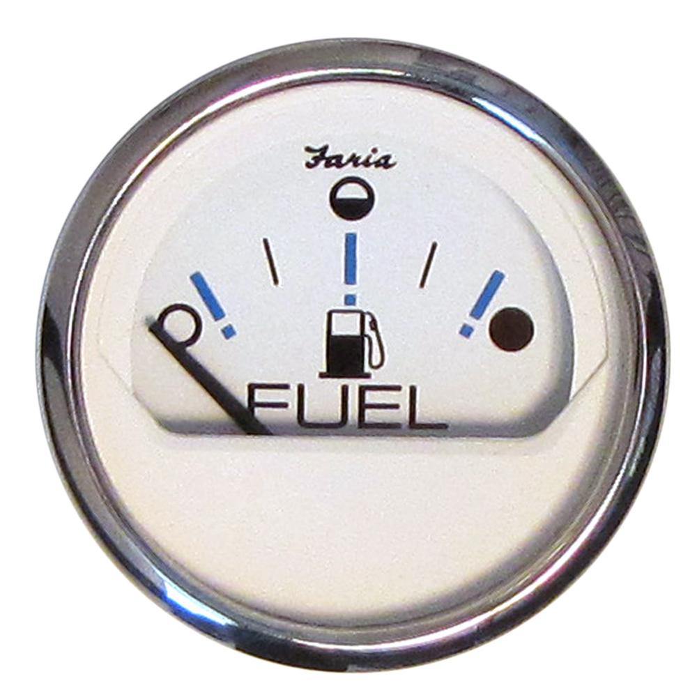 Faria Chesapeake White SS 2" Fuel Level Gauge - Metric (E-1/2-F) [13818] - Bulluna.com